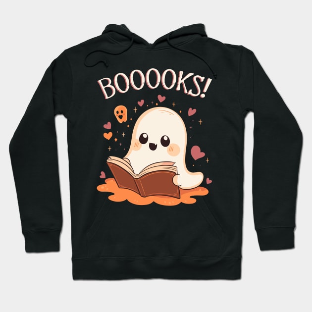 Cute Ghost Book T-Shirt, Halloween Teacher TShirt, Booooks Librarian Shirt, Bookworm Gift, Halloween Party Crewneck Hoodie by Indigo Lake